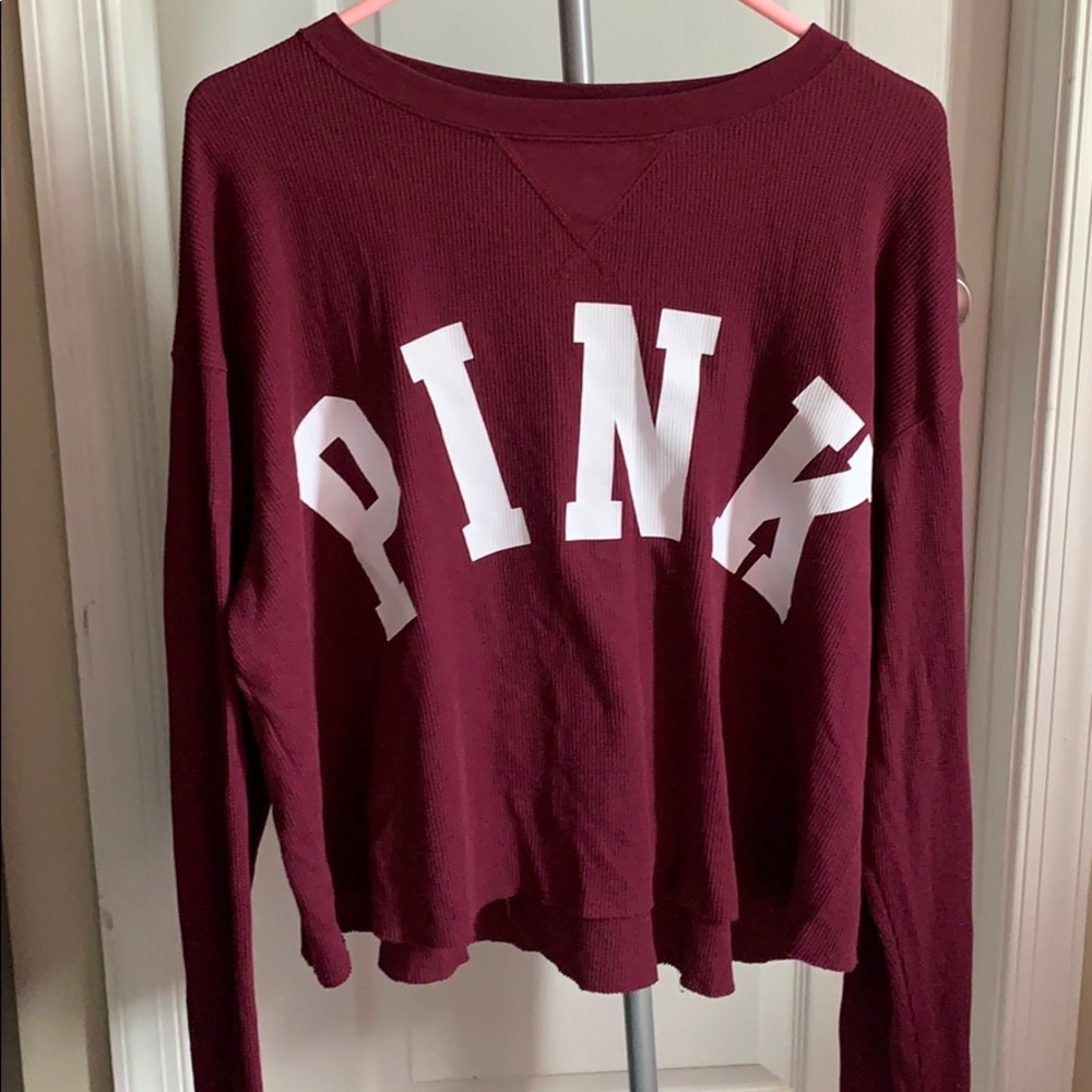 Pink Victoria secret long sleeve burgundy shirt